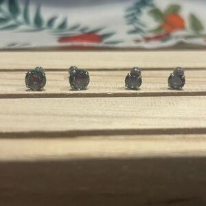 Elegant Rainbow Topez Silver Surgical Steel Stud Earrings